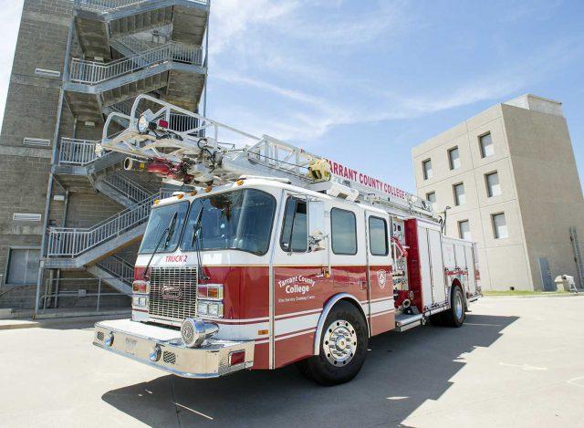 Grapevine’s fire department donated a 1999 E-1 Quint fire truck to TCC’s Fire Academy. The Quint has a 75-foot ladder that provides students with better live fire practice. 

Peter Matthews/The Collegian