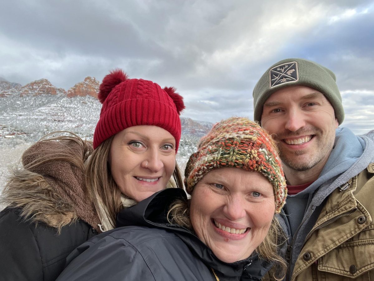 Former NE student Erin Roth, left, enjoys a sight-seeing trip to Sedona, Arizona with her close friends: Kat and Richard.