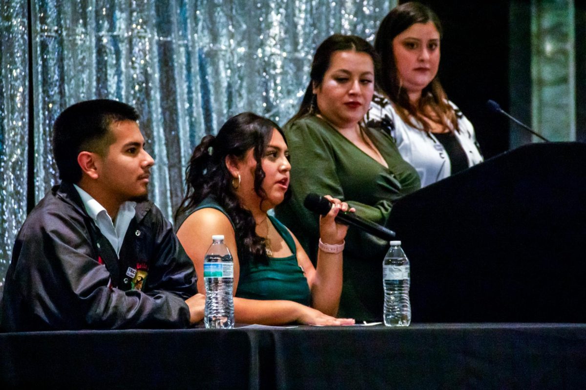 Texas Woman's University student Edith Cruz shares her TRIO program experience on an alumni panel at the 60th anniversary celebration of the program.