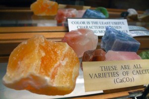 Mineral and rock samples are exhibited in the NE science building’s hallway display cases. Photo by Haylie Jones/The Collegian