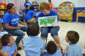 NW student Jennifer Hines teaches preschool children the names of colors in English during a previous trip to Costa Rica. The trip offers cultural experiences and volunteer opportunities.Photo courtesy Alejandro Garza 