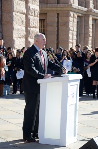 State Sen. Kel Seliger, R-Amarillo, welcomes community college students to the Capitol on Feb. 5. Photos by Georgia Phillips/The Collegian