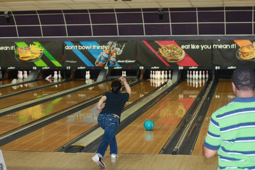 Valerie Perez throws her bowling ball down the lane looking for a successful result during the tournament. Photos by Carrie Duke