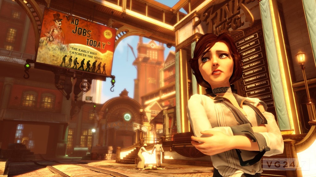 Set in 1912 in Columbia, the floating city in the sky, Bioshock Infinite looks at the dark side of propaganda and exceptionalism while telling the story of Booker DeWitt and Elizabeth. Photo courtesy 2K Games