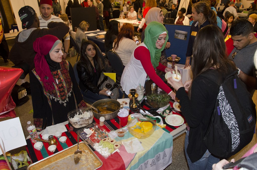 International students sharing food.