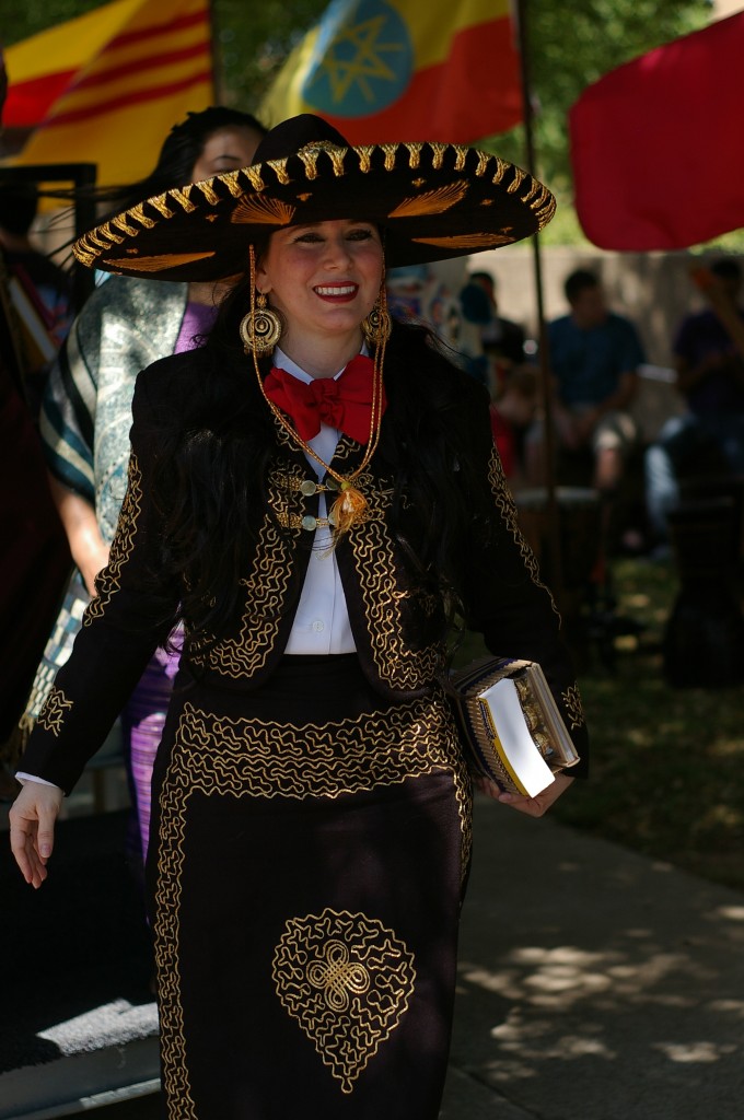 NE Campus instructor Blanca Leticia Pizana de Esparza models her traditional garb for the festival. The festival included many live performances including a Latin jazz ensemble, belly dancing and an international fashion show. Photo by Mackenzie Ashton/The Collegian