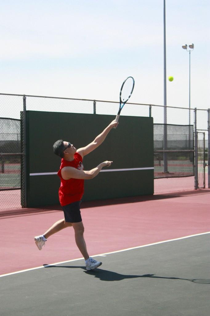 The tennis tournament on NE Campus April 5 produced no winner as players cared more about playing than competing. Photos by Carrie Duke/The Collegian