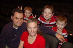 Clockwise: John, Everitt, Cline, Wyatt and Nikki Dement. John, who is directing a play on SE Campus, has featured his family in three of his plays. Photo by Georgia Phillips