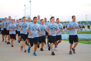 Some participants, like the firefighter cadets, ran together as a platoon.  Photo by Yesenia Santillan/The Collegian 