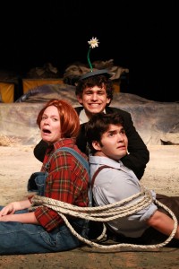 Lauren Kirkpatrick, Nolan Chapa and Michael Muller perform in the new South Campus play Craving Gravy or Love in the Time of Cannibalism.  Photo by Haylie Jones/The Collegian
