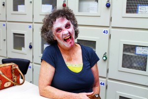 Maureen Wood shows off a zombie face.  Photo by Haylie Jones/The Collegian