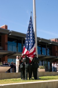 A flag-raising ceremony held April 14, 2009, celebrates TR Campus’ official opening.  Collegian file photo