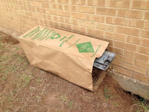 A trap provided by Critter Catchers on NE Campus includes a paper bag for students’ safety.  Photo by Ben Heath/The Collegian