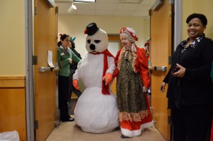 Frosty and Mrs. Claus greet dinner guests.  Collegian file photo