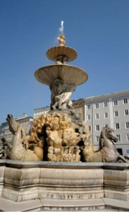 Fountain in the Residenzplatz, Salzburg, Austria, is one of the sites TCC students selected for the International Study Program can see this summer.