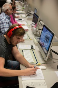 NE student Randy Mappus drafts out an online portfolio for his Web Design class taught by Sean Foushee of the graphics program. This is Mappus’ first graphics class, and he plans to take more in the spring.   Photo by Jason Floyd/The Collegian