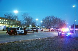 Georgia Phillips/The Collegian  An unnamed TCC police officer on scene at SE Campus said the actions of Grand Prairie police officer Wesley Bement were not necessary and she nearly was shot when Bement fired four rounds killing Jordan Hatcher.