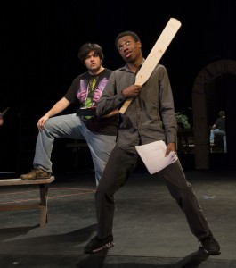 Jason Floyd/The Collegian  Brandon Wimmer, left, and Brendon James, right, rehearse scenes for The Taming of the Shrew. The show will run Feb. 26-March 1 at 7 p.m. with a 2 p.m. Saturday matinee in the NE Theater.