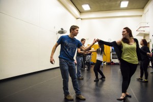 Jason Floyd/The Collegian  NE students Joshua Sauseda partners with Kristen Terrell during professor Linda Quinn’s Ballroom Dancing class. Students can focus on dance styles like foxtrot and swing and get fit. 
