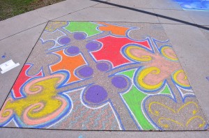 A number of students from SE Campus worked from 10 a.m. to 3 p.m. creating unique drawings on the sidewalk in the Chalk The Walk event April 24. 