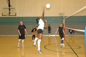 Collegian file photo  Students play a game of volleyball on SE Campus. SE physical education instructor Traci Stonum spoke with students April 21 about the need for exercise and healthy diets. 
