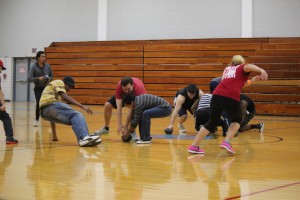 Matt Fulkerson/The Collegian  Students participate in a dodgeball tournament on South Campus April 8. South’s intramural program organized the tournament and plans to hold more games in the spring. 
