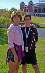 Kim Kerby-Dickman, right, NE HPE instructor, stands with her sister Kit, a cancer survivor, at last year’s Breast Cancer 3-Day walk.  Photo courtesy Kim Kerby-Dickman
