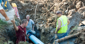 Facilities staff worked through the night to replace a broken water main on NE Campus. Three buildings were temporarily closed Sept. 9. Audrey Werth/The Collegian