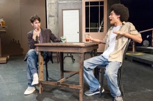 Jake Blakeman, left, and Stephen Devereaux play the roles of Einstein and Sagot in Picasso at the Lapin Agile on NE Campus. 