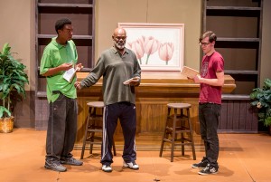 South Campus students Oberian Lee III, Tomie Cooks and Mathew Dongler rehearse Master Harold ... and the Boys, a dramatic look at South African hatred. The play runs Nov. 13-15 in the Performing Arts Center’s Carillon Theatre. Eric Rebosio/The Collegian