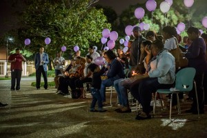 With the Montford family seated, the ceremony began with a prayer then a song performed by South student Diamond Moss. Purple balloons were released at the end of the ceremony to signify LeJuana Montford’s memory. Photos by Eric Rebosio/The Collegian
