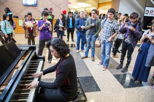 Music instructor Dazheng Zhu plays an assortment of classical arrangements on SE Campus Nov. 13. Zhu performed during the SE Fine Arts Expo in the Commons area, where students got to listen to music, view student painters at work and learn about opportunities to join in upcoming events and classes for the program as well. Eric Rebosio/The Collegian