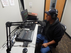 NE Campus Radioactive member Victor Hernandez works on his radio show for the club. Hernandez plays an eclectic mix of music. Photos by Brianana Aleman/The Collegian