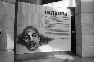 TR students walking into the Rotunda see the mural and hear the “I Have a Dream” speech. Photo drive: Audrey Werth/The Collegian