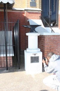 The blacksmith anvil outside Allen Chapel is the symbol of the African Methodist Episcopal church.  Photo by: Audrey Werth/The Collegian