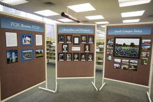 South library hosts a display depicting the last 50 years of TCC’s history. All the campuses are in the process of planning events to support the district’s Golden Jubilee.   Photos by Pamela Bakowski/The Collegian