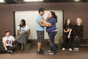 The cast of A Piece of My Heart rehearses for the upcoming SE play. The production centers around women in Vietnam.  Photo by: Caitlin Herron/The Collegian