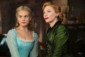 Lily James and Cate Blanchett star in this live-action remake of the classic Cinderella.  Photo courtesy Walt Disney Studios