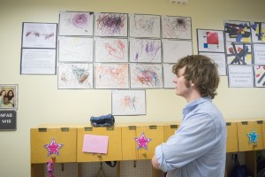 The Children’s Center hosts a reception for parents to view children’s artwork.  Photo by Brendon James/The Collegian