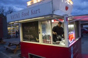 SE culinary arts student Kevin Martinez works long hours in his food cart Yatai. Only three classes away from completing his degree in the program, Martinez is spread between working in the food cart, teaching food classes, helping his friend reopen his restaurant and spending time with his wife and two sons. Photos by Katelyn Townsend/The Collegian
