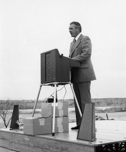 J. Ardis Bell speaks at the opening of South Campus in 1967.