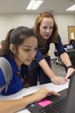 Olivia Kepler assists her student Danehira Serna Mares in study period. Katelyn Townsend/The Collegian