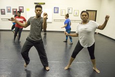 Anthony Wade and Heather Redic practice their dance routine for the Conversations in Rhythm concert. Students from all five campuses will be represented for the district event Oct. 10.Christina Feyisetan/The Collegian