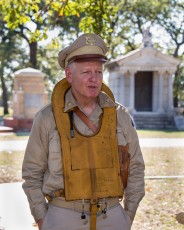 Kip Bassett portrays Major Horace Carswell, who was killed during World War II. Carswell Air Force Base in Fort Worth is named in his honor. He is among many famous residents portrayed in the Saints and Sinners tour of Oakwood Cemetery. Photo courtesy Karen Gomez