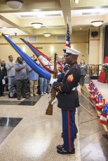 A local ROTC group presents the flags at a veterans ceremony on SE Campus in 2012.Collegian file photo
