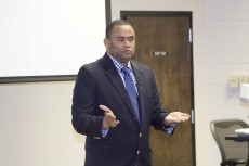 U.S. Rep. Marc Veasey stops by South Campus Feb. 21 to talk with students about the importance of education.Bogdan Sierra Miranda/The Collegian