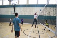 SE students play a friendly game of volleyball during their weekly meeting. Members believe volleyball helps in various parts of their lives including communication and helping others.Photos by Hayden Posey/The Collegian