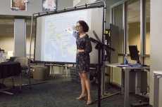 Human rights activist Edit Frenyo presents European Migrant Crisis April 7 on South Campus. Global Citizens hosted the event.Kaylee Jensen/The Collegian