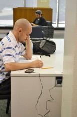 Student Junno Martinez studies for his test. Studying is one of the many ways to help relieve anxiety.Collegian file photo