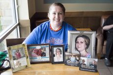 Sarah Hope sits around photos of her sister, Chappell, a former SE lab assistant who committed suicide in 2010.Karen Rios/The Collegian